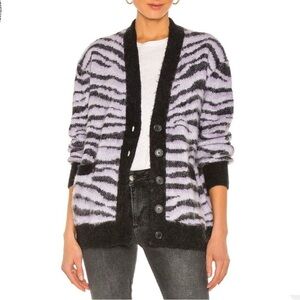 Re/Done 90’s Tiger Intarsia Animal Print Oversized Cardigan Sweater sz M…